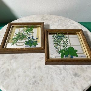 Rare Vintage Jim Roslof Houseplants Screenprinted Mirror Set